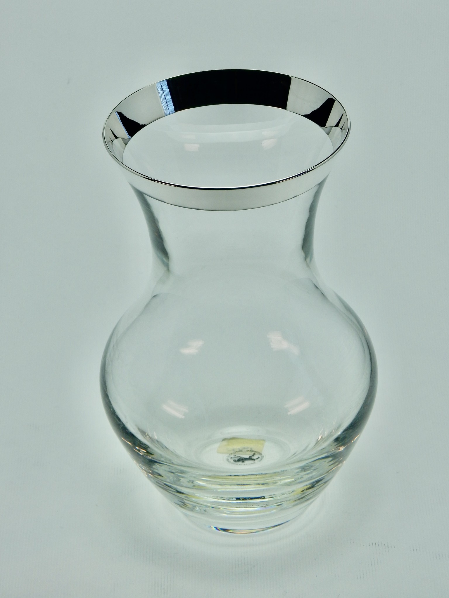 Kristallen vaas met rand in 925 zilver, 170 mm hoog