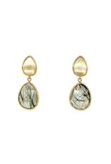 Italo Bottene Italo Bottene  oorhangers in 14 krt. geelgoud met groene rutile kwarts
