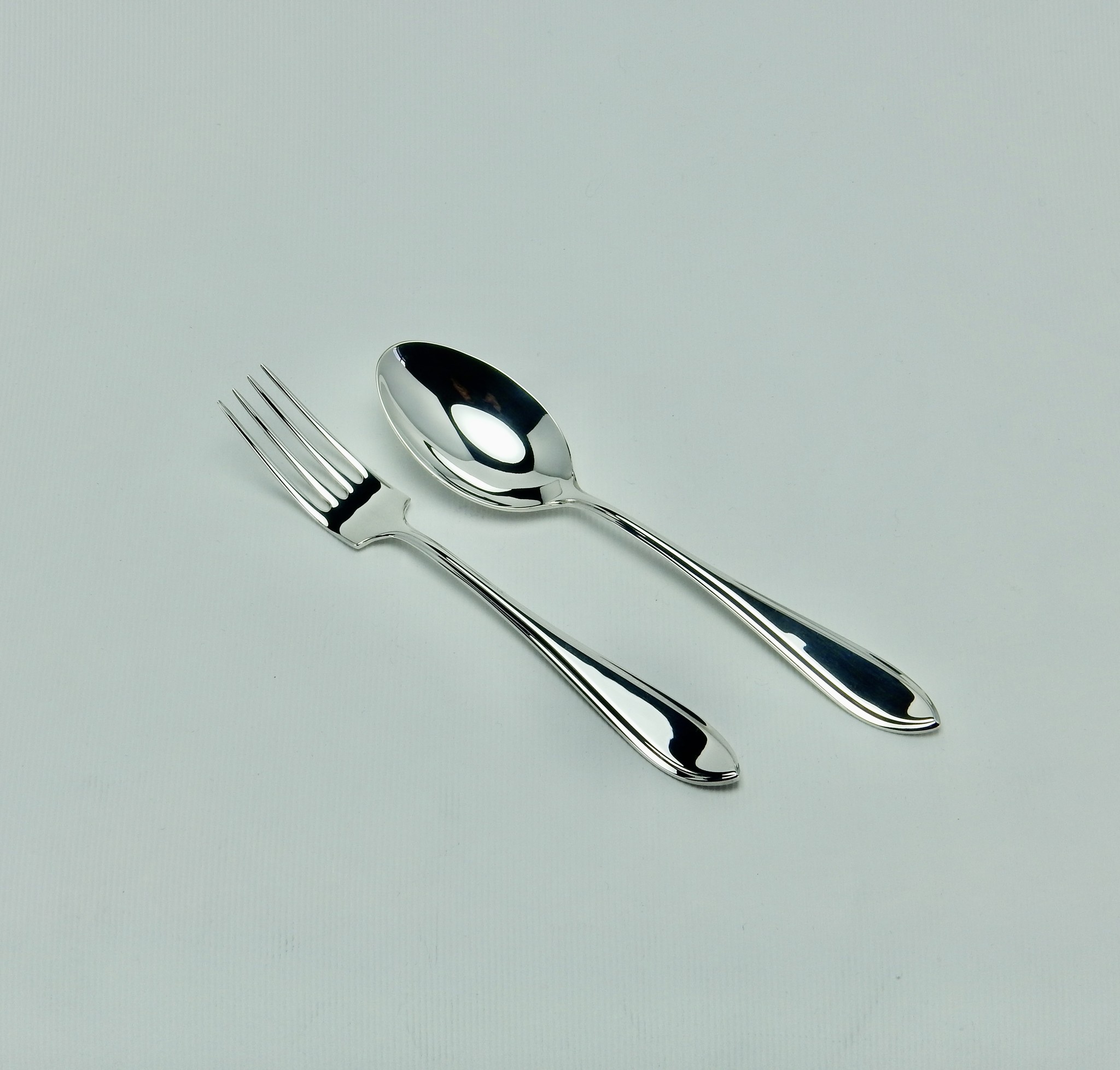 Kinderbestek, tweedelig in 925 zilver, 138 mm lang