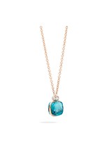 Pomellato Pomellato Nudo collier in 18 krt. roségoud met London blue topaas en witte diamanten