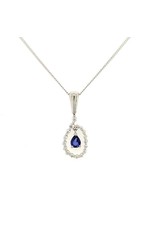 Private Label CvdK Private label CvdK collier in 14 krt. witgoud met saffier en witte diamanten