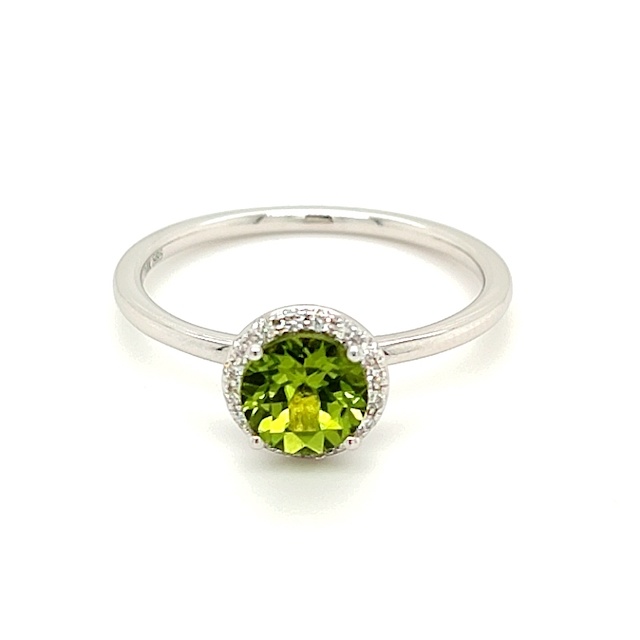Private Label CvdK Private Label CvdK ring in 14 krt. witgoud met peridot en diamanten