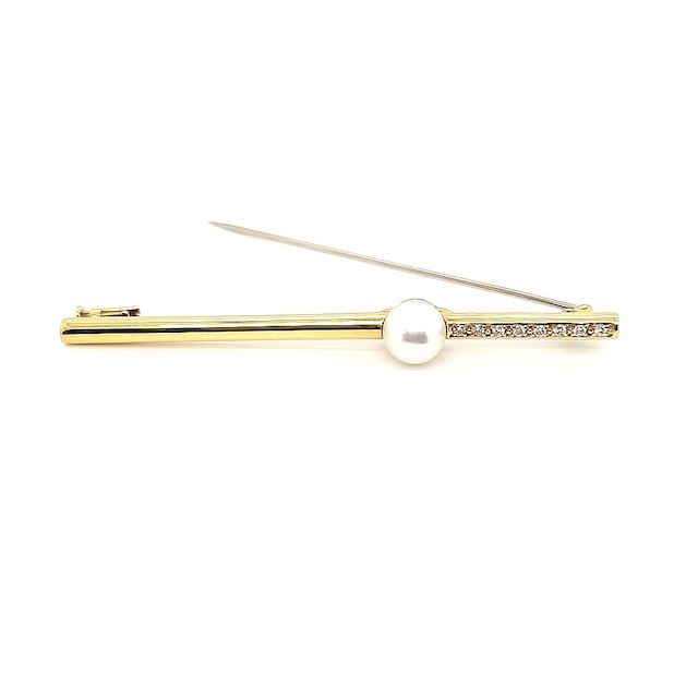 Private Label CvdK Private label CvdK broche in 18 krt. geelgoud met parel en diamant