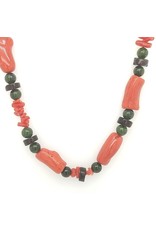 Private Label CvdK Private Label CvdK bloedkoraal collier met jade en rookkwarts