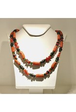 Private Label CvdK Private Label CvdK bloedkoraal collier met jade en rookkwarts