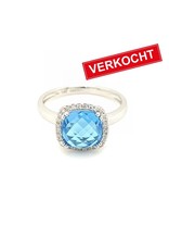 Private Label CvdK Private Label CvdK ring in 14 krt. witgoud met topaas en diamanten