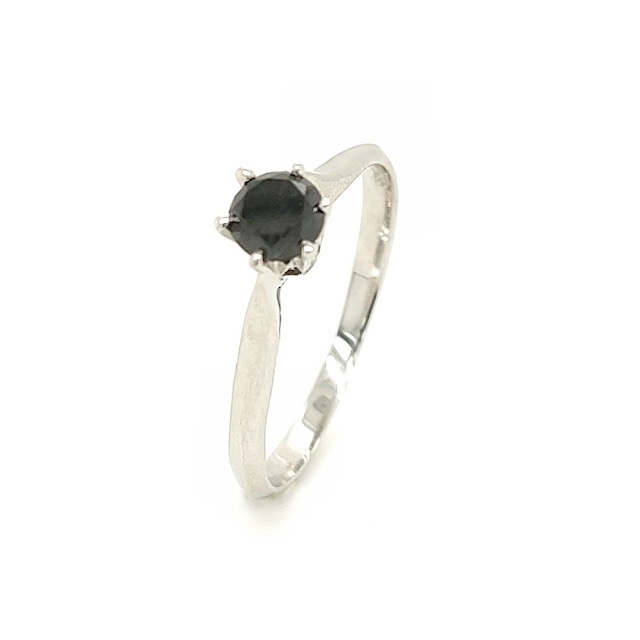 Private Label CvdK Private Label CvdK ring in 18 krt. witgoud met een zwarte diamant