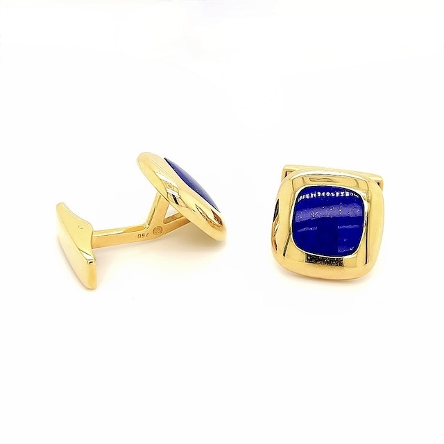 Emil Kraus Manchetknopen in 18 krt. geelgoud met lapis lazuli