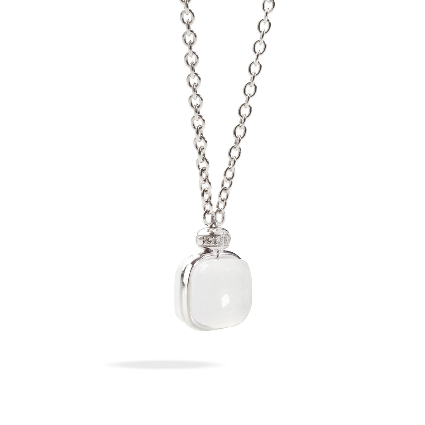 Pomellato Pomellato Nudo collier in 18 krt. witgoud met melk kwarts en witte diamanten