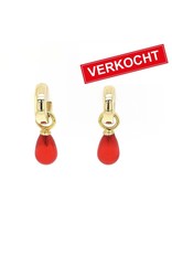 Private Label CvdK Private Label CvdK oorhangers in 14 krt. geelgoud met barnsteen