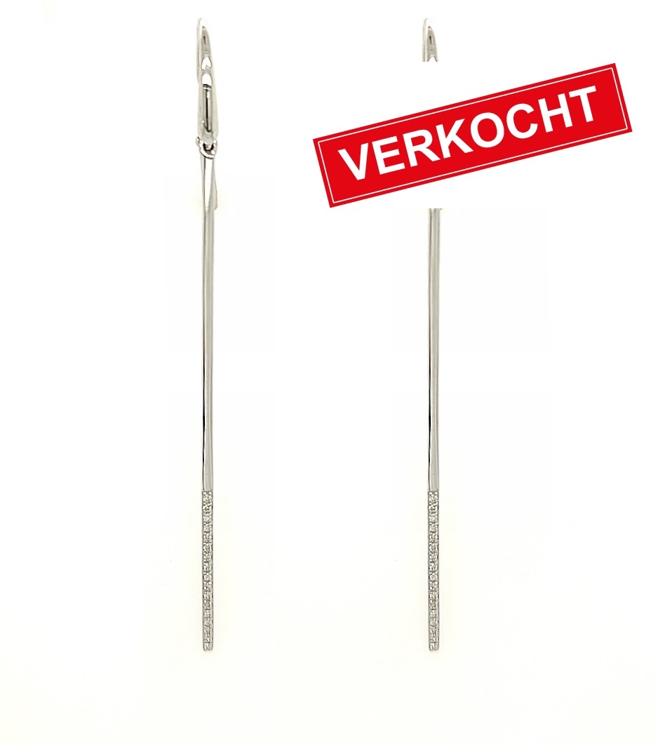 Private Label CvdK Private Label CvdK oorhangers in 14 krt. witgoud met diamant