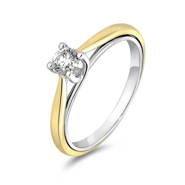 Private Label CvdK Private Label CvdK ring in 14 krt. wit- en geelgoud met diamant