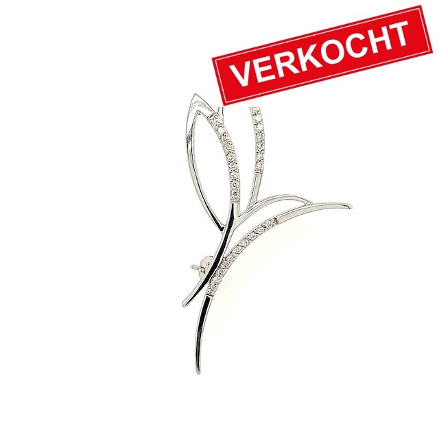 Private Label CvdK Private label CvdK broche in 18 krt. witgoud met diamant
