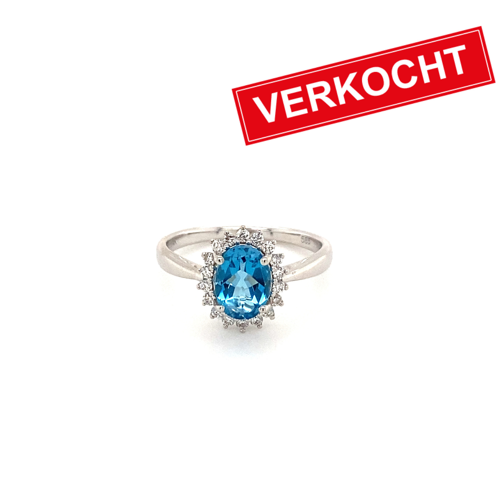 Private Label CvdK Private Label CvdK witgouden halo ring diamant/topaas