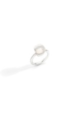 Pomellato Pomellato Nudo Classic ring in 18 krt. witgoud met melk kwarts en witte diamanten