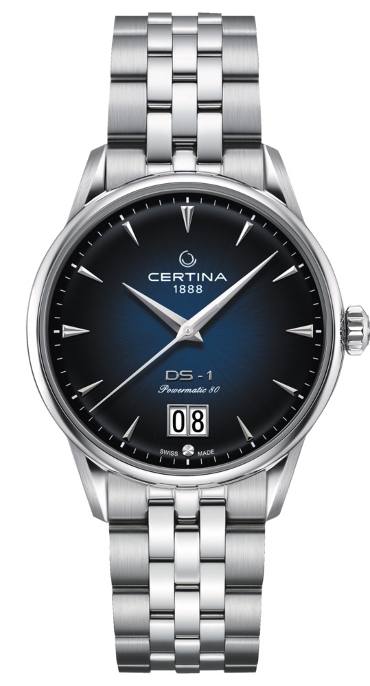 Certina Certina DS-1 Powermatic 80 Big Date, 41mm edelstalen kast en milanese band