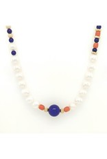 Private Label CvdK Private label CvdK parelcollier met lapis lazuli en 14 krt. geelgoud