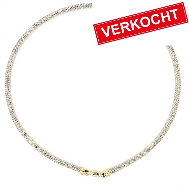Private Label CvdK Private label CvdK collier in edelstaal met 14 krt. geelgoud