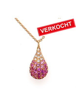 Leo Pizzo Leo Pizzo collier en druppelhanger met roze saffier en diamant