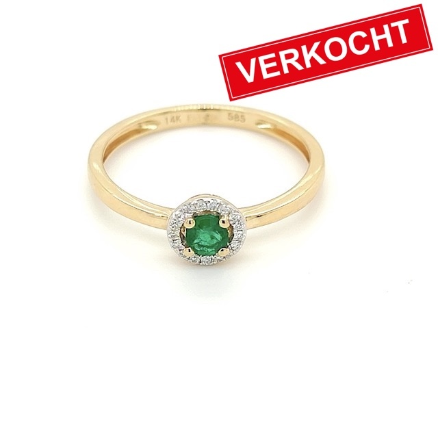 Private Label CvdK Private Label CvdK ring in 14 krt. geelgoud met smaragd en diamanten