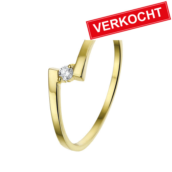 Private Label CvdK Private Label CvdK ring in 14 krt. geelgoud met diamant