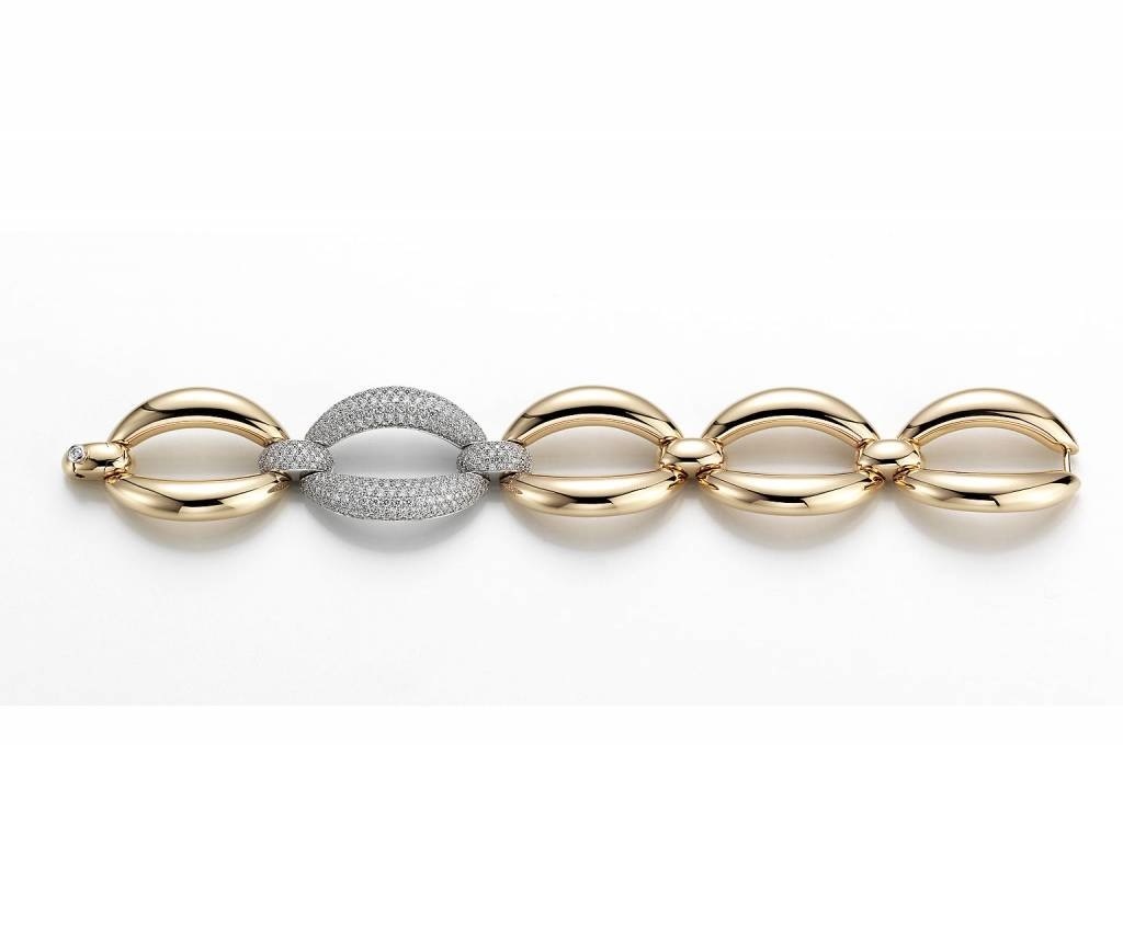 Louis Fiessler Louis Fiessler armband in 18 krt. geel- en witgoud met diamanten