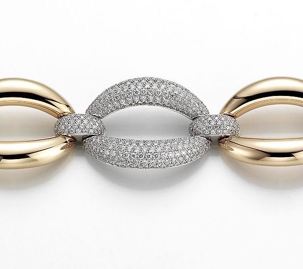 Louis Fiessler Louis Fiessler armband in 18 krt. geel- en witgoud met diamanten