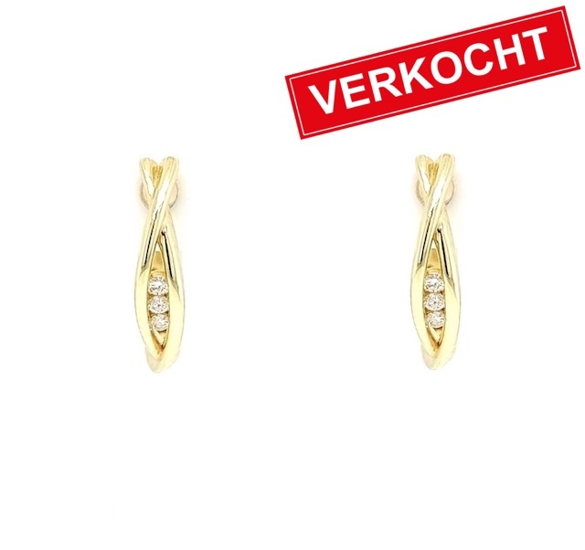 Private Label CvdK Private Label CvdK oorstekers in 14 krt. geelgoud met diamant