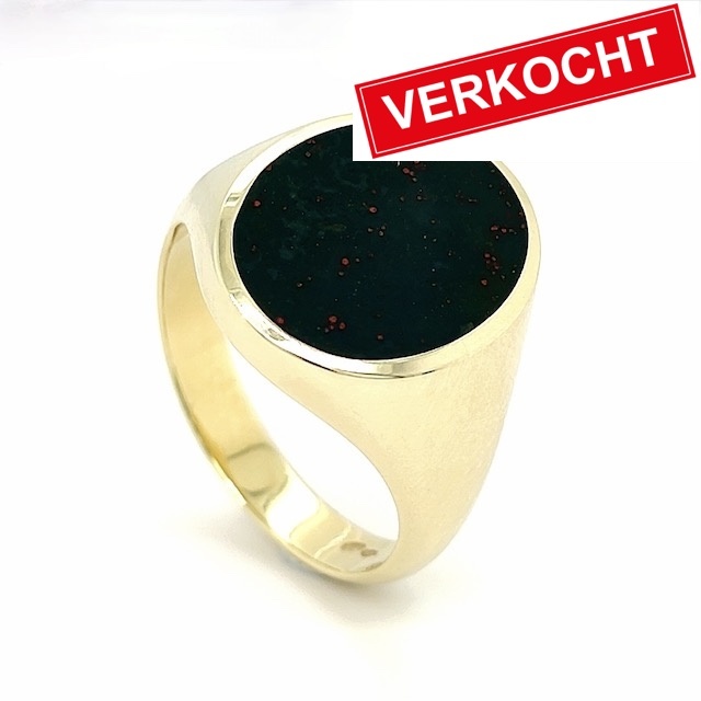 Private Label CvdK Private label CvdK zegelring in 14 krt. geelgoud met jaspis