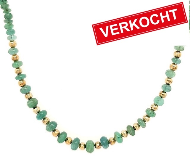 Private Label CvdK Private Label CvdK smaragd collier met 14 krt. geelgoud