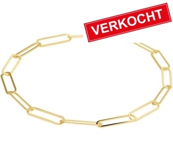 Private Label CvdK Private label CvdK armband in 14 krt. geelgoud met paperclip schakel