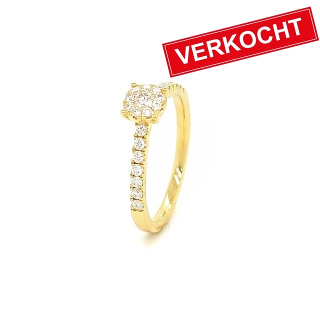 Private Label CvdK Private Label CvdK rozet ring in 14 krt. geelgoud met diamant
