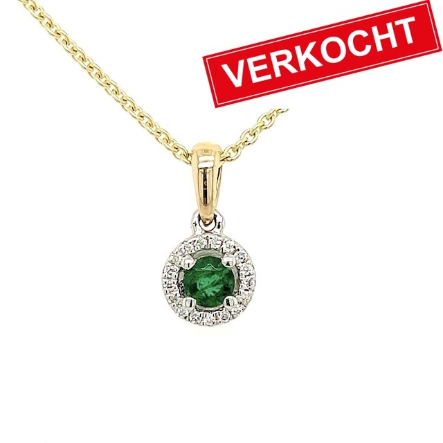 Private Label CvdK Private label CvdK hanger in 14 krt. wit-en geelgoud met smaragd en diamanten