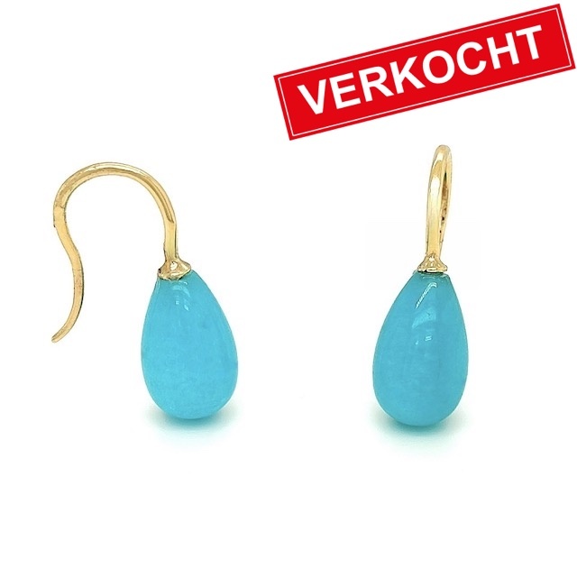 Private Label CvdK Private label CvdK oorhangers in 14 krt. geelgoud met amazoniet