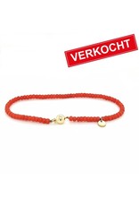 Private Label CvdK Private label CvdK bloedkoraal armband met 14 krt. geelgoud
