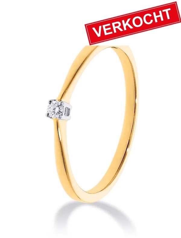 Private Label CvdK Private Label CvdK ring in 14 krt. geelgoud met diamant