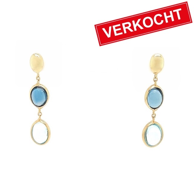 Private Label CvdK Private label CvdK oorhangers in 14 krt. geelgoud met topaas