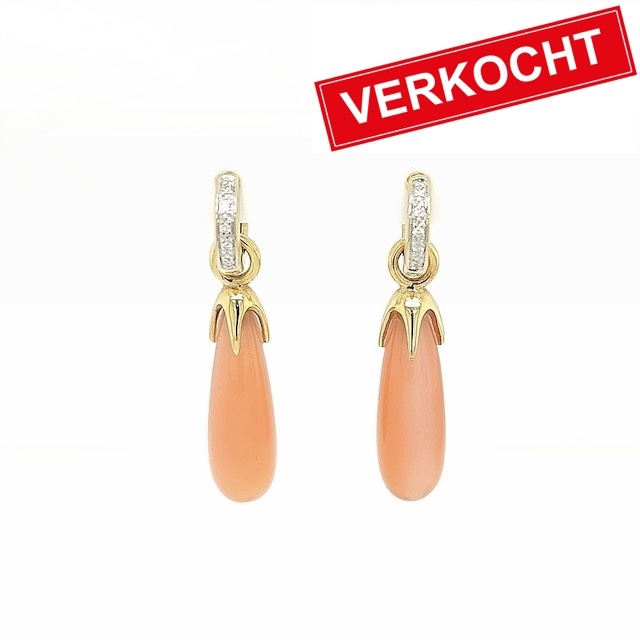 Private Label CvdK Private Label CvdK oorhangers in 14 krt. geelgoud met diamanten