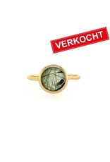 Italo Bottene Italo Bottene ring in 14 krt. geelgoud met groene rutile kwarts