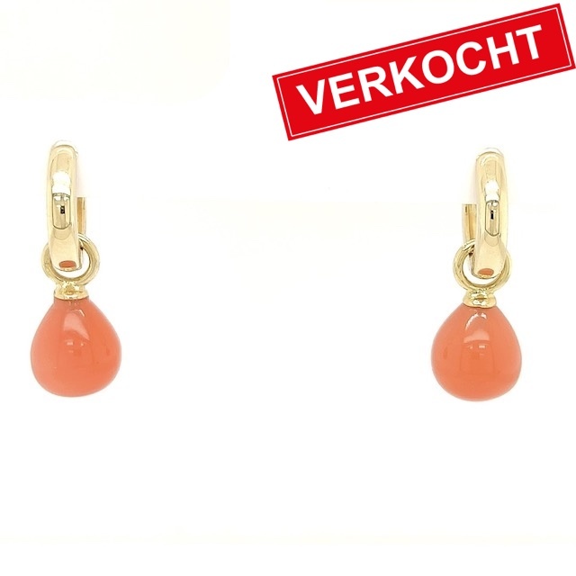 Private Label CvdK Private Label CvdK oorhangers in 14 krt. geelgoud met maansteen