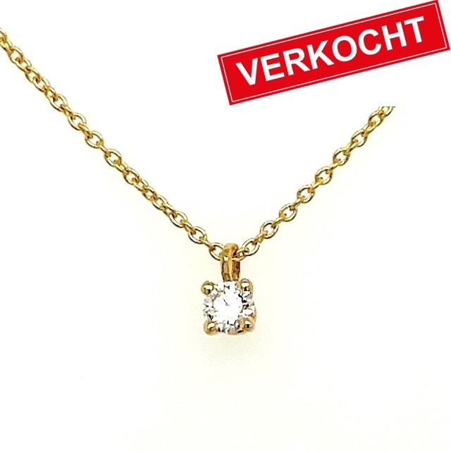 Private Label CvdK Private label CvdK collier in 14 krt. geelgoud met collier met een diamant