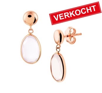 Private Label CvdK Private label CvdK oorstekekers in 14 krt. roségoud met roze kwarts