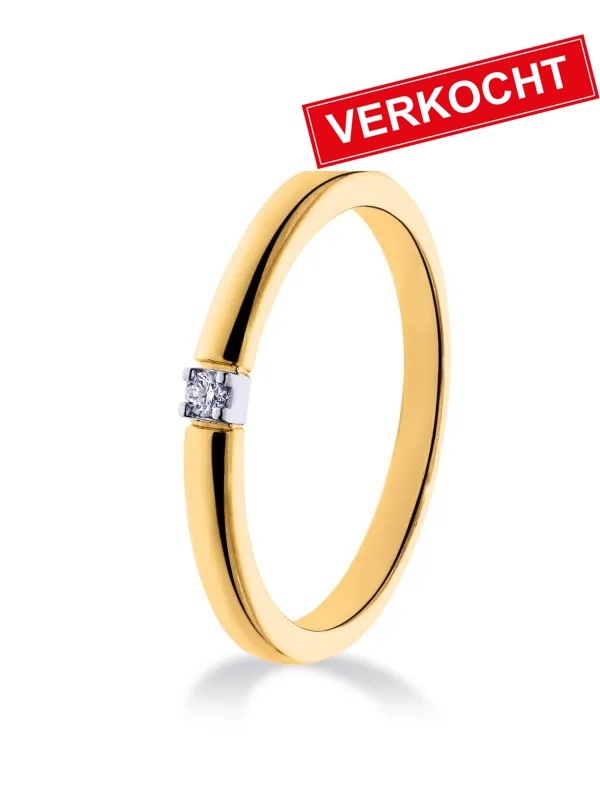 Private Label CvdK Private Label CvdK ring in 14 krt. geelgoud met diamant