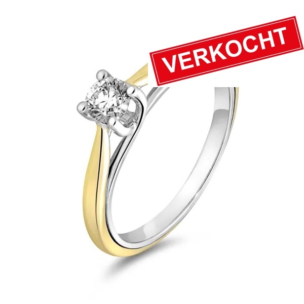 Private Label CvdK Private Label CvdK ring in 14 krt. wit- en geelgoud met diamant