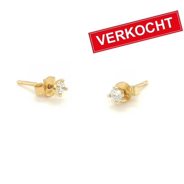 Private Label CvdK Private label CvdK oorstekers in 14 krt. geelgoud met diamant