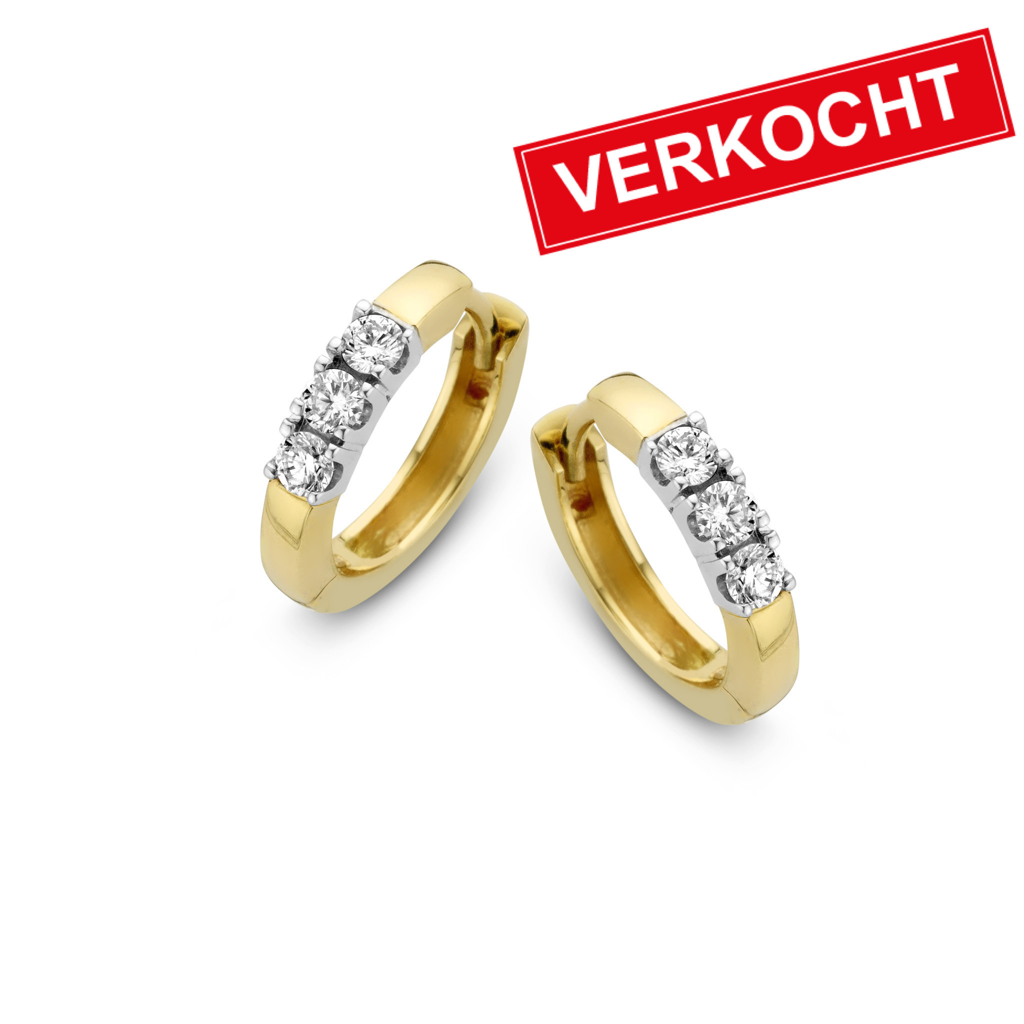 Private Label CvdK Private Label CvdK oorringen in 14 krt. geelgoud met diamant