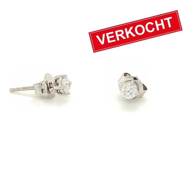 Private Label CvdK Private label CvdK oorstekers in 14 krt. witgoud met diamant