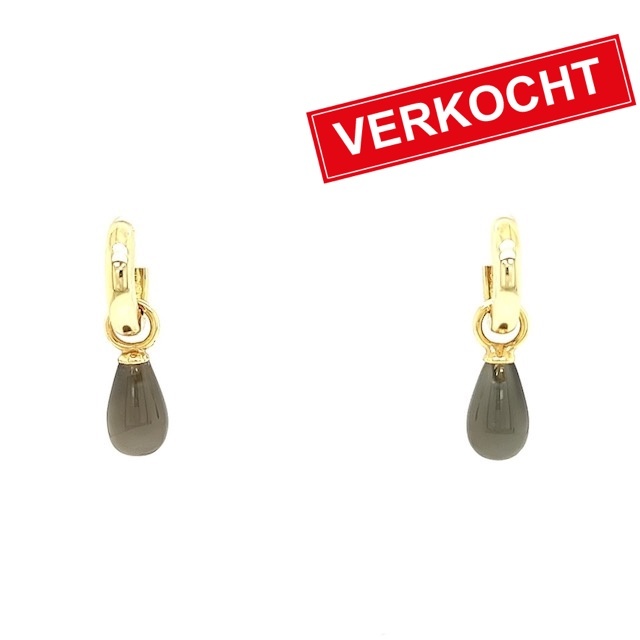 Private Label CvdK Private Label CvdK oorhangers in 14 krt. geelgoud met maansteen