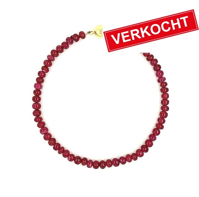 Private Label CvdK Private label CvdK armband  met robijnen en 14 krt. geelgoud