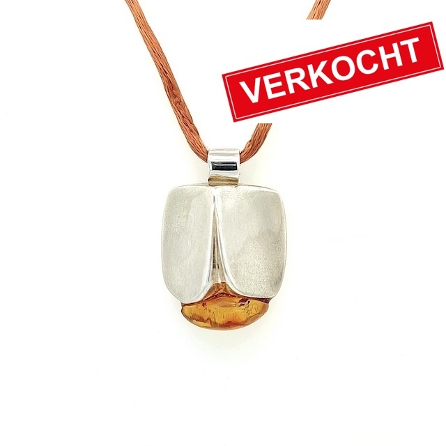 Lapponia Lapponia zilveren hanger met barnsteen